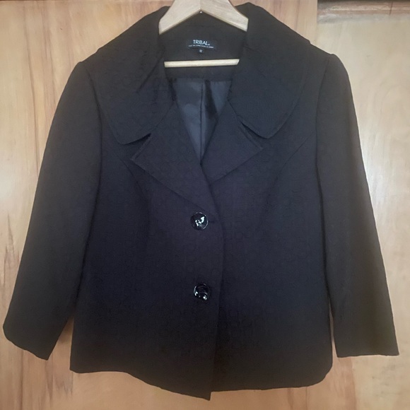 NWOT TRIBAL BLACK 3/4 SLEEVE JACKET SZ 12 - Picture 9 of 11